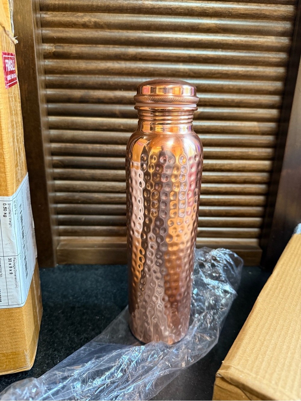 House of Ayurveda Hammered Copper Water Bottle -
